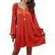 thumbnail image 1 of Vestido de mujer con cuello en V, manga larga, suelto, ropa de otoño, color sólido, con botones de cintura alta, naranja, M Sweethay AP003891-10, 1 of 5
