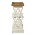 thumbnail image 3 of 35 Inch 3 Tier Console Table, Fir Wood, Carved Panels, Brown and White- Saltoro Sherpi, 3 of 5