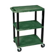 Luxor 300 lb. 24" x 18" 3-Shelf Hunter Green Utility Cart