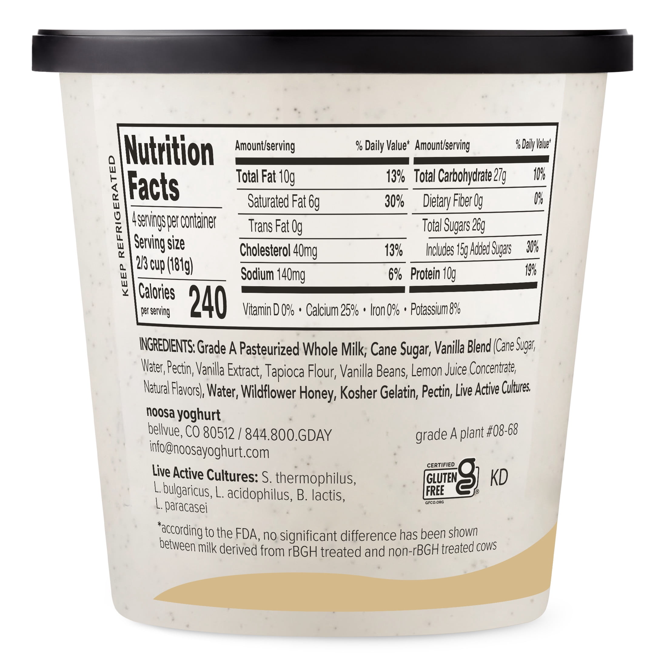 Noosa Yoghurt, Whole Milk Yogurt, Velvety Smooth & Creamy, Vanilla, Multiserve Tub 24 oz