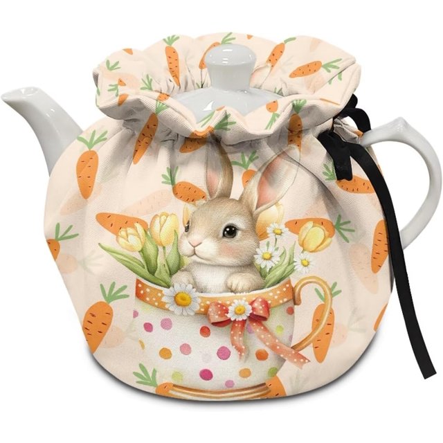 Elegant Bunny Tea Pot Cover Tea Pot Covers Tea Cozy Insulation Star Teapot Portability Drawstring Soft Teapot Case Washable Breakfast Pot Cove Personalized Design Gifts
