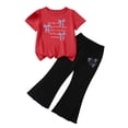 thumbnail image 2 of Cethrio Girls Summer Outfit Sets Short Sleeve, School 2 Piece Short Sleeve Kids' Clothing Sets Red Size 6-7 T, 2 of 4