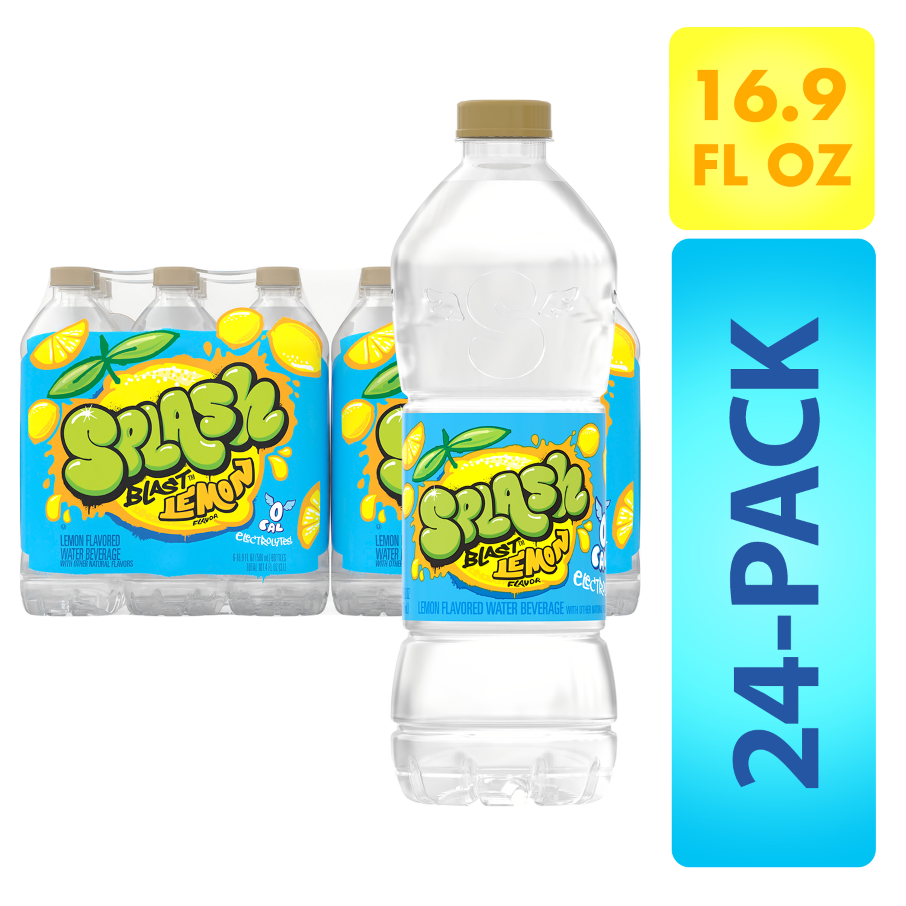 Splash Blast, Flavored Water Beverage, Lemon Flavor, 16.9 FL OZ Plastic