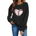 thumbnail image 5 of Gamivast Graphic Sweatshirts for Women Game Day Glitter Heart Baseball Stitching Print Crew Neck Long Sleeve Pullover Tops Casual Athletic Wear, 5 of 5