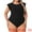 Black, variant on DARING DIVA Women's Plus Ruffle Sleeveless Slim Fit Stretchy Bodysuit 1X Black