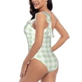thumbnail image 5 of Yiaed Green Checkboard Print Women One Piece Swimsuits Tummy Control One Shoulder Bathing Suits Pattern Ruffle Swimwear-Small, 5 of 8