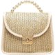 thumbnail image 1 of Womens Straw Handbags Handwoven Straw Bags Hand Summer Beach Tote Woven Handle Shoulder Bag (White, One Size), 1 of 4