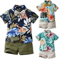 thumbnail image 6 of GYRATEDREAM Boys Shorts Set Summer Outfits Clothes Button Down Short Sleeve Shirt and Shorts Set Hawaii Shirts Sets for 6-12M, 6 of 7