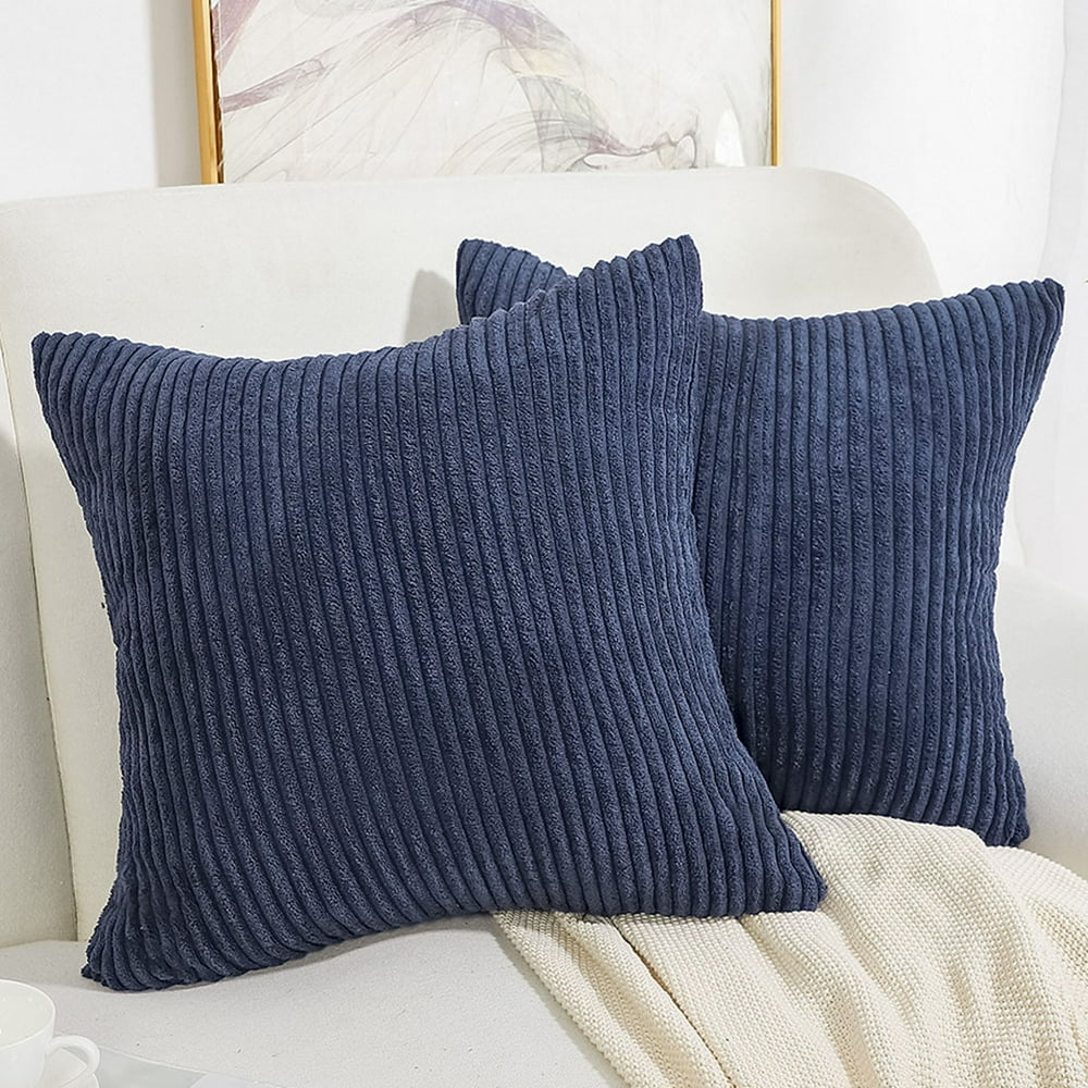 PiccoCasa 2Pcs Soft Corduroy Throw Pillow Covers, 18 x 18 Inch Striped