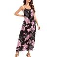 thumbnail image 4 of Gamivast Suntan Dress for Women Spaghetti Strap Long Dress Loose Fit Sun Dress Elegant Floral Print High Waist Casual Summer Beach Holiday Wear, 4 of 8