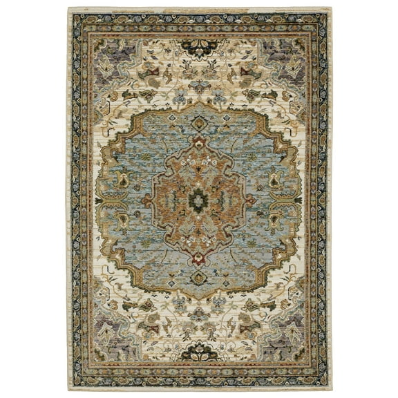 Oriental Weavers Andorra Area Rug 2451B Traditional Ivory Geometric Achromatic 8' 6" X 11' 7" Rectangle