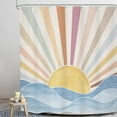 thumbnail image 3 of saxeuu Boho Rainbow Sun Shower Curtain Bathroom Set 60Wx71H Inches Retro 70s Abstract Colorful Sunshine Sunrise Sunset Ocean Sea Waves Bath Accessories Aesthetic Art Home Decor Fabric 12 Pack Hooks, 3 of 6