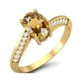 thumbnail image 2 of 1.56 Cts Oval Citrine 925 Sterling Silver Gold Vermeil Solitaire Accent Woman Halo Valentines Day Gifts Ring, 2 of 4