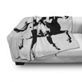 thumbnail image 3 of Animal Soft Flannel Fleece Throw Blanket, Animal Theme a Running Horse Silhouette Illustration in Monochromatic Style, Cozy Plush for Indoor and Outdoor Use, 60" x 80", Black and White, by Ambesonne, 3 of 6