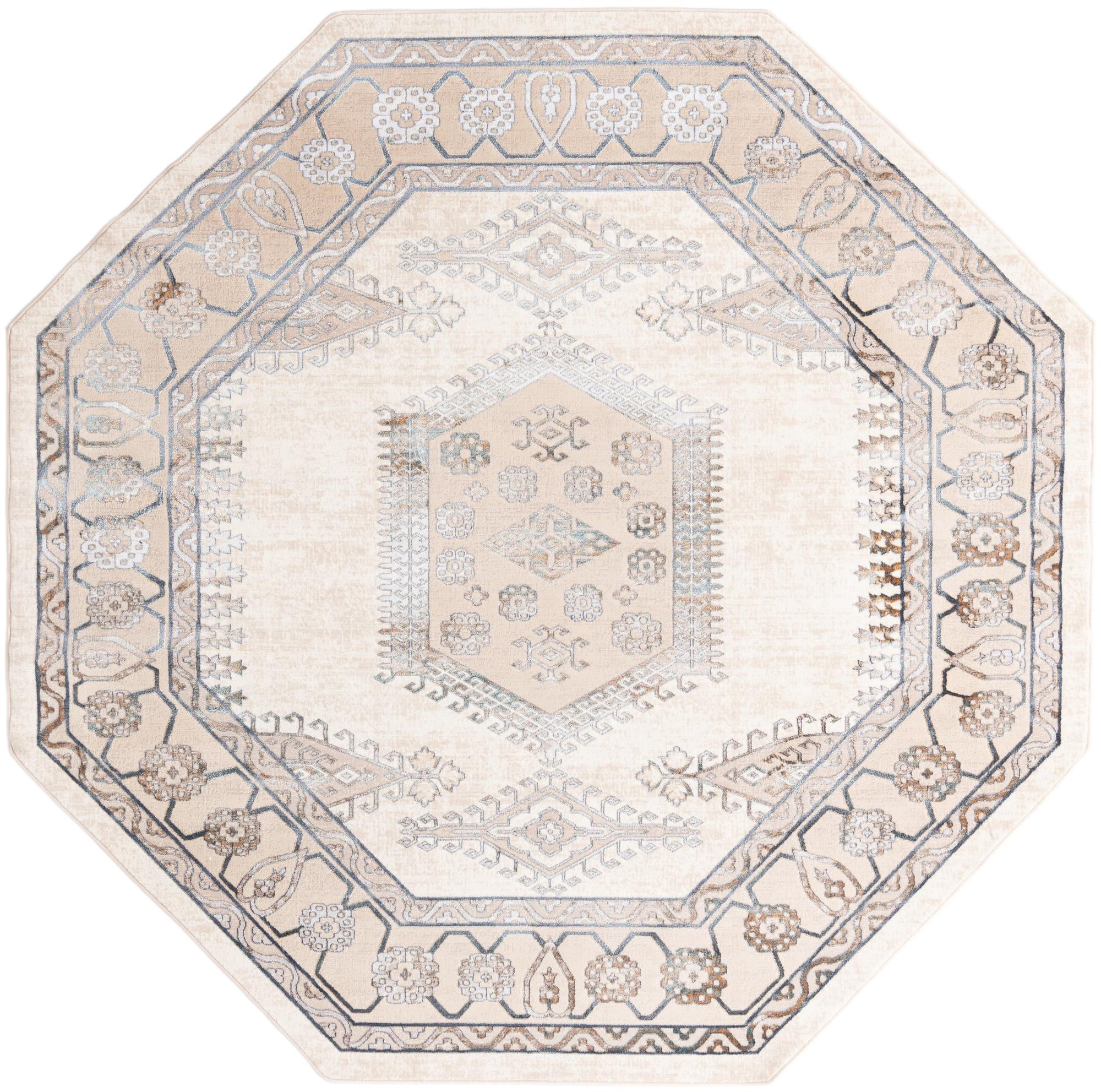 Rugs.com Highbury Collection Rug – 8 Ft Octagon Ivory Medium-Pile Rug ...