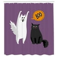 thumbnail image 3 of Ambesonne Halloween Shower Curtain, Funny Ghost Cat Says Boo, 69"Wx75"L, Pale Eggplant and Multicolor, 3 of 5