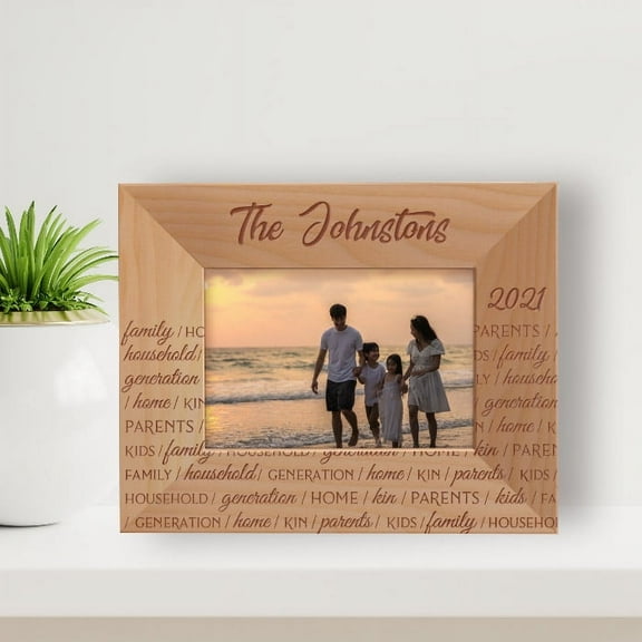 Family/ Household/ Generation/ Kids Personalized Wooden Frame-5" x 3 1/2" Brown Horizontal