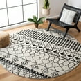 thumbnail image 3 of SAFAVIEH Tulum Coriander Moroccan Geometric Area Rug, 5' x 5' Round, Ivory/Black, 3 of 8