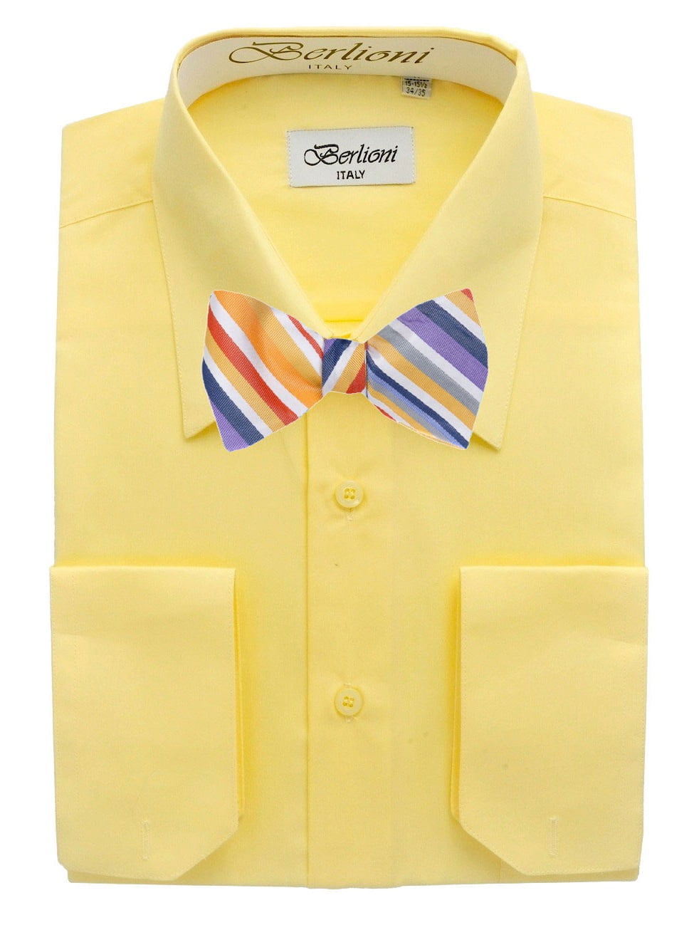 Men's Lemon Solid Dress Shirt and Self 