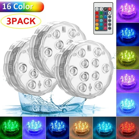 

Willstar Submersible Pool Lights - 3 Pack LED Lights Underwater Lights with Remote 16 RGB Colors Bathtub Shower Lights with Magnets Suction Cup for Halloween Decorations Fish Tank Vase Garden