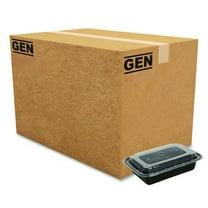 GEN Microwavable Food Container with Lid, Rectangular, 16 oz, 7.48 x 5.03 x 2.04, Black/Clear, Plastic, 150/Carton