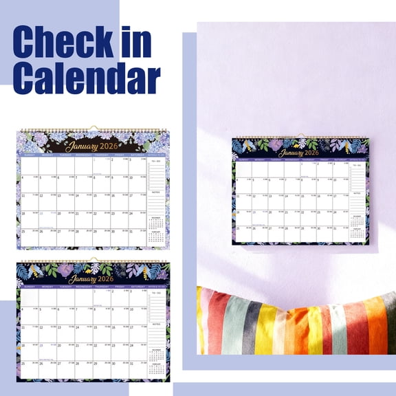 2026 Floral Monthly Wall Calendar For Living Room Decor, Thick Paper Holiday & Anniversary Organizer, Hanging Hook Home Wall-Mounted Planning System With Monthly Layout