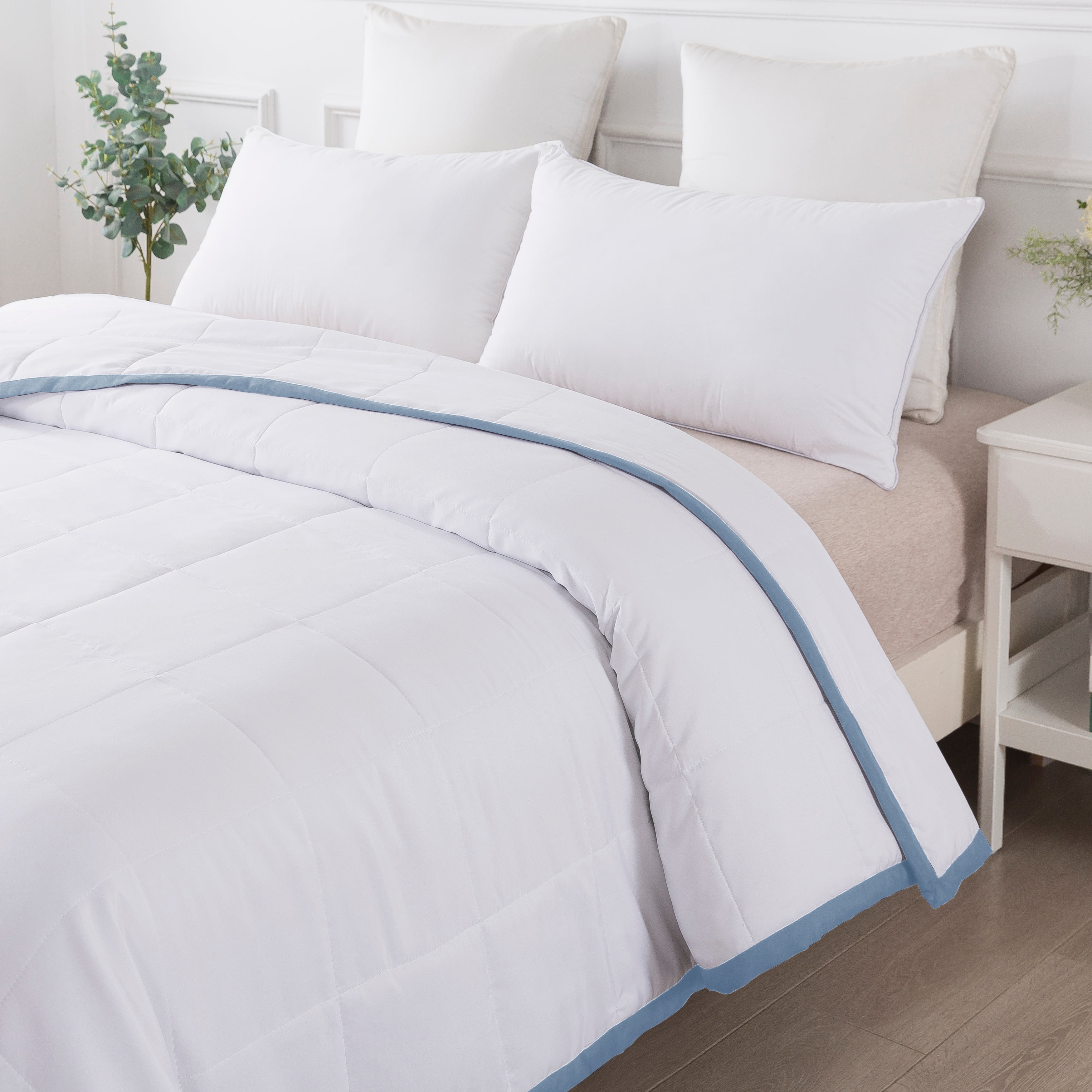 Framed Down Alternative Blanket - King - Blue Fog