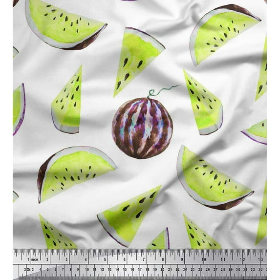 Soimoi Rayon Fabric Watermelon Fruits Print Sewing Fabric Yard 42 Inch Wide