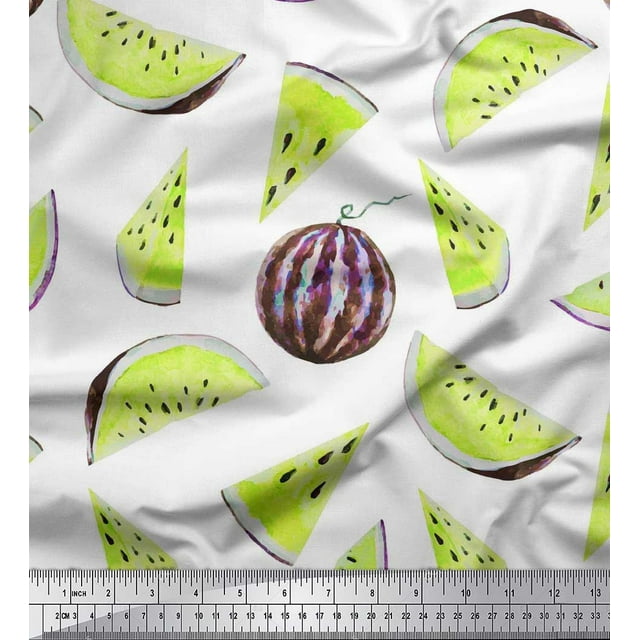 Soimoi Tissu en Viscose Chiffon Fruits Melon D\'eau Imprimé Tissu d'Artisanat au Mètre 42 Pouces de Large