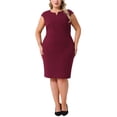 thumbnail image 1 of Vestido de tubo sin mangas de talla grande para mujer Agnes Orinda, con escote en V, casual, midi, con cremallera, 2X burdeos, 1 of 8