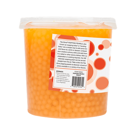 Tea Zone B2061 Peach Popping Pearls for Beverage, Ice cream, Desser, Sweet topping, ready to serve,7 lb
