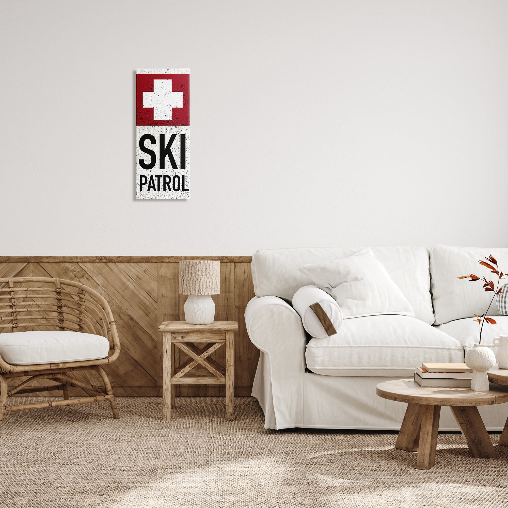 Stupell Industries Rustic Ski Patrol Winter Mountain Sport Distressed Pattern, 10 x 24, Design by Valerie Wieners