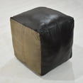 thumbnail image 4 of Square Shaped Goat Leather Handmade Eco-Friendly Chocolate Brown Pouf - Square Shape Pouf, 14" x 14"x 14", Plain Solid Pouf, Goat Leather Pouf, Recycled Cotton Fill Stuffed Pouf, Leather Seating Pouf, 4 of 5
