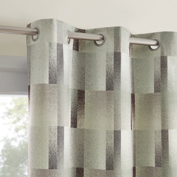 Sun Zero Sterling Gradient Geometric 100% Blackout Grommet Curtain Panel, 40"W x 84"L, Sage Green