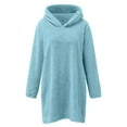 thumbnail image 3 of Telankuip Cute Sweatshirts Dress for Women Fuzzy Pullover Hoodies Casual Solid Color Comfortable Soft Warm Winter Pajamas Sleepwear Dresses Blue XL, 3 of 5