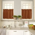 thumbnail image 4 of Kitchen Curtains and Valances Set, Rustic Orange and Black Buffalo Plaid Rod Pocket Window Valance 18 Inch Window Curtain Panels for Living Room Bedroom Laundry, 27.5x24in, 3 Pieces, 4 of 6