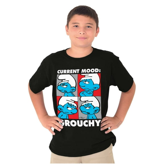 The Smurfs Current Mood Grouchy Crewneck T Shirts Boy Girl Teen Brisco Brands S