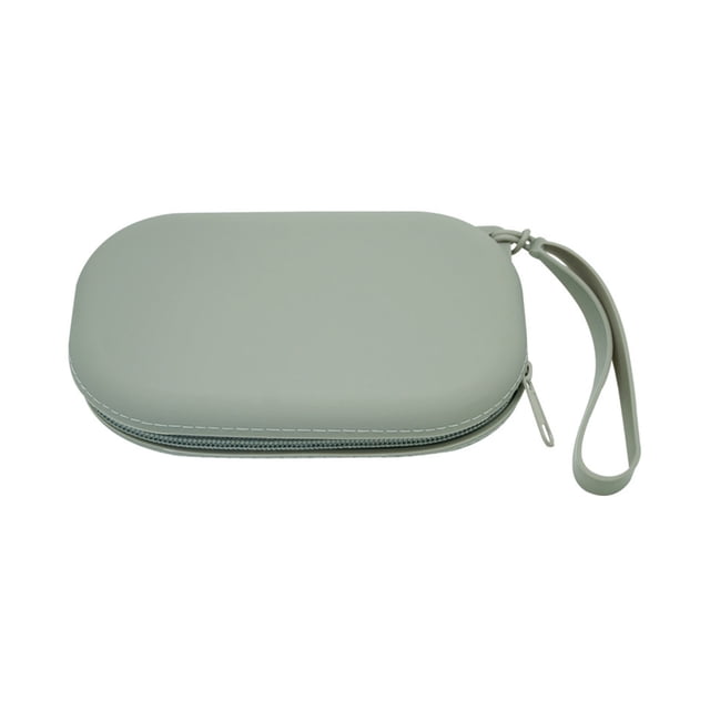 Hioecau Trousse de Maquillage Ovale en Silicone, Sac de Rangement Imperméable, Pochette Cosmétique à Fermeture Éclair pour Articles de Toilette, Rouges à Lèvres, Clés, Bijoux