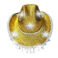 thumbnail image 5 of Santa Hats Western Cowb`oy Hat With Shiny Rhinestone And Fringe For Disco Party Country Music Festival Stage Performance Small Santa Hats, 5 of 6
