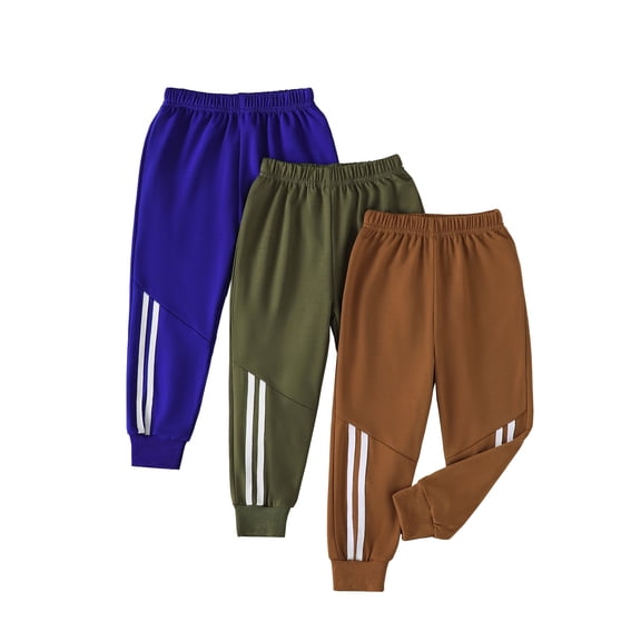 Toddler Boys Clothes Boys Pants Toddler Kids Boys Sweatpants 3 Pack Elastic Waist Joggers Athletic Pants 3T 4T 5T Size 6 7 Blue Green Brown