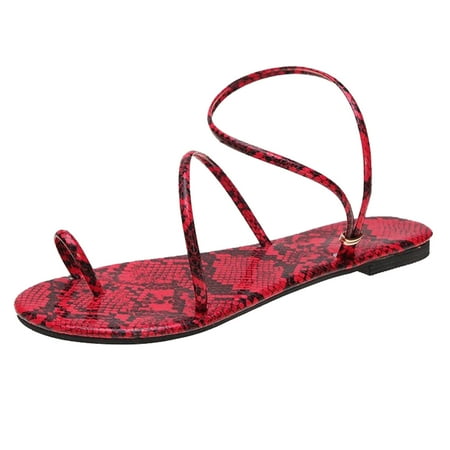 

Sandals for Women Dressy Women s Snake Print Strap Flat Sandals Comfy Platform Casual Sandal Summer Beach Travel Slipper Flip Flops
