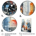 thumbnail image 3 of Designart "City Building Skyscrapers in Blue and Orange Minimalism" Architecture Framed Wall Art - Industrial Blue Skyscrapers Entryway Framed Wall Art Print, 3 of 6