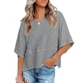 thumbnail image 2 of Mohiass Women's Summer Casual Crewneck Batwing Half Sleeve T-Shirts Solid Color Loose Fit Cute Basic Flowy Tops Tees Blouses Gray S, 2 of 5