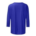 thumbnail image 4 of Birdeem T-Shirt Mode Femme Uni Mi-Longueur Manches 3/4 Blouse Col Rond Hauts Décontractés, 4 of 12