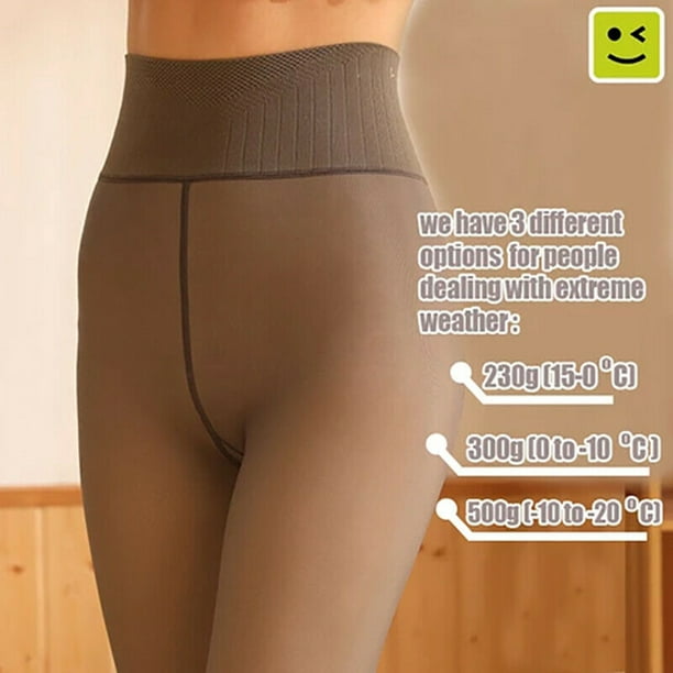 Women's Thick Fleece Lined Tights Pantyhose High Waist Translucent