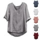 thumbnail image 1 of Conjunto de blusa de manga corta y pantalón con abertura para mujer, de mezcla de lino, con cuello redondo, informal, tejido suave y cómodo, para uso diario y en casa, sopatenor, 1 of 8