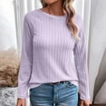 thumbnail image 5 of Lyrcatrment Womens Blouses Crew Neck Long Sleeve Pullover Casual Breathable Solid Color Fashion Running Gym Workout Tops, 5 of 8
