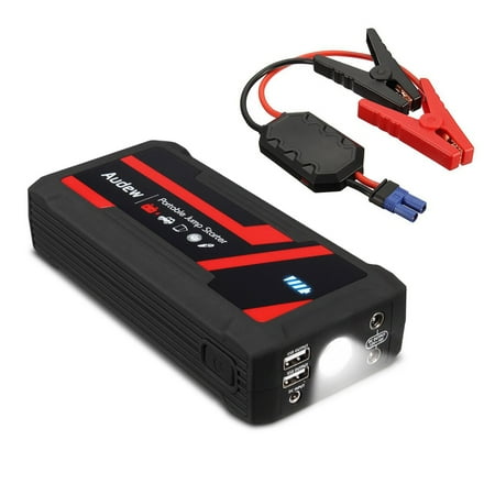 Audew Portable Car Jump Starter 800A Max 16800mAh Auto Battery Booster Car Jumper (Up to 8L Gas or 6L Diesels Engine) Power Pack Quick Charger for Phone Camera with LED