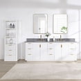 thumbnail image 2 of Cadiz 84" Double Fir Wood White Vanity with Reticulated Grey Composite & Mirror, 2 of 15