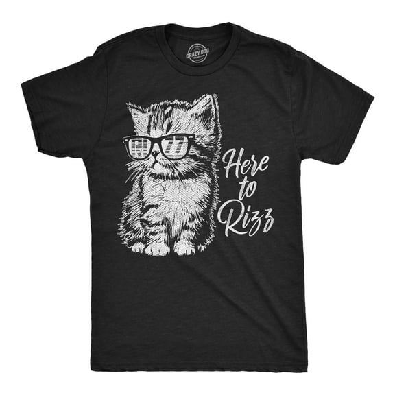 Mens Funny T Shirts Here to Rizz Sarcastic Kitten Graphic Novelty Tee for Men Graphic Tees